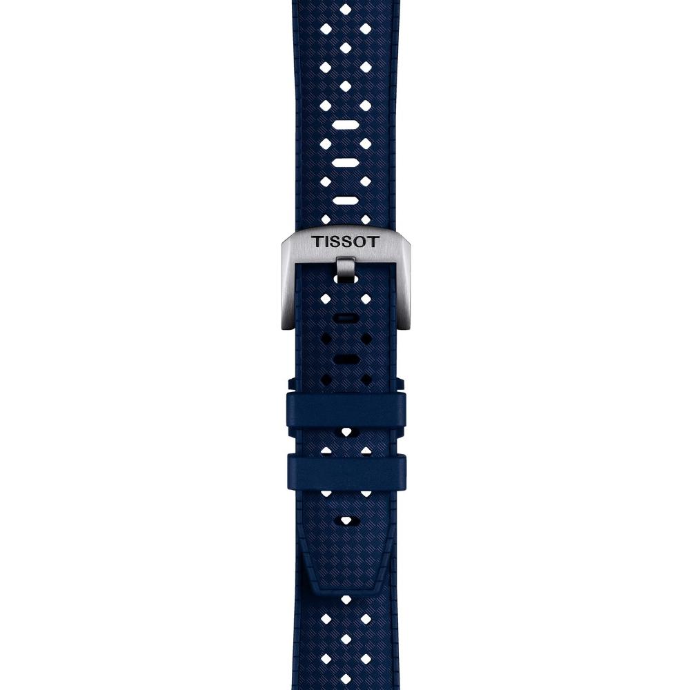 TISSOT Official 20-18mm Blue Rubber Strap With Silver Hardware T852049963