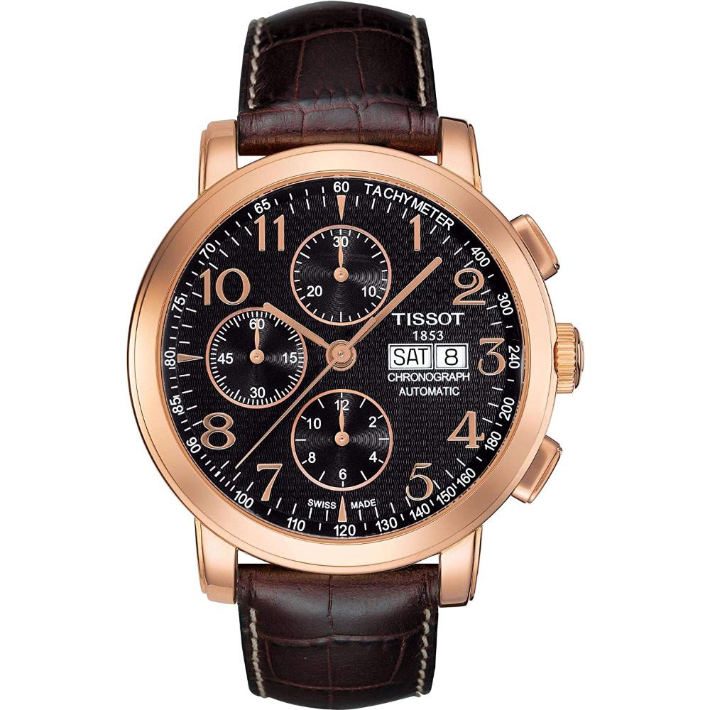 TISSOT Sculpture Chronograph Automatic 42.7mm Rose Gold K18 Brown Leather Strap T905.627.76.057.00