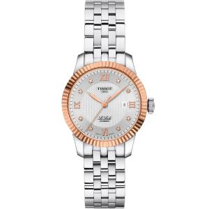 TISSOT Le Locle Automatic Lady's Silver Dial with Diamonds 29mm Rose Gold 18K Bezel Stainless Steel Bracelet T932.207.41.036.00 - 54351