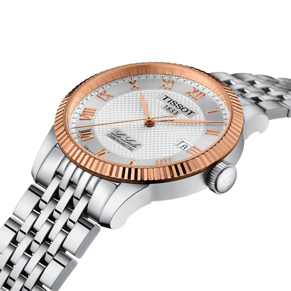 TISSOT Le Locle COSC Powermatic 80 Silver Dial 39.3mm Rose Gold 18K Bezel Stainless Steel Bracelet T932.408.41.033.00 - 6