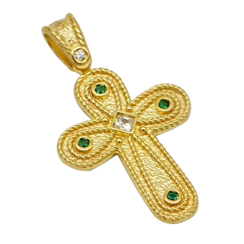 CROSS Handmade Byzantine SENZIO Collection in K14 Yellow Gold with Zircon T968Y.K14