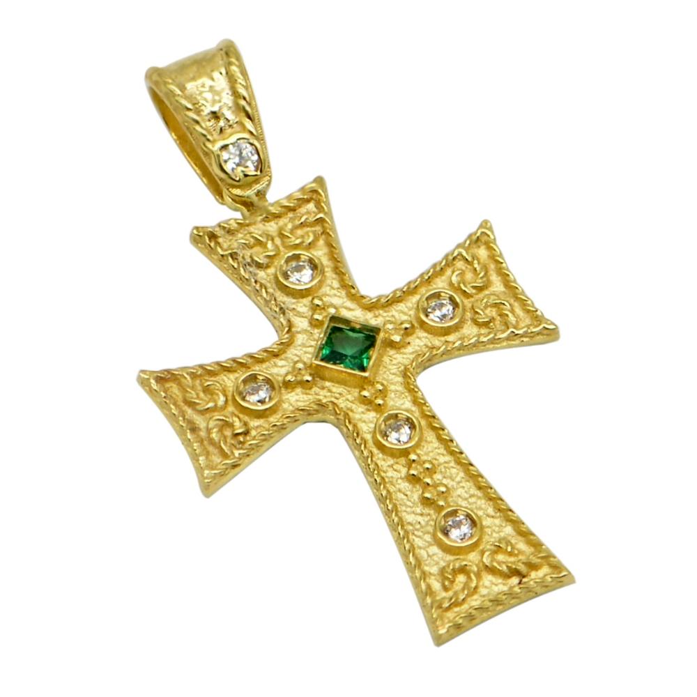 CROSS Handmade Byzantine SENZIO Collection in K14 Yellow Gold with Zircon T972Y.K14