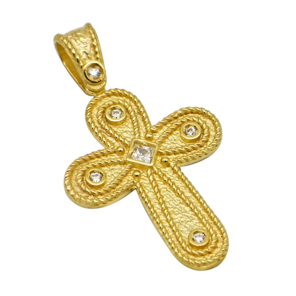 CROSS Handmade Byzantine SENZIO Collection in K14 Yellow Gold with Zircon T973Y.K14