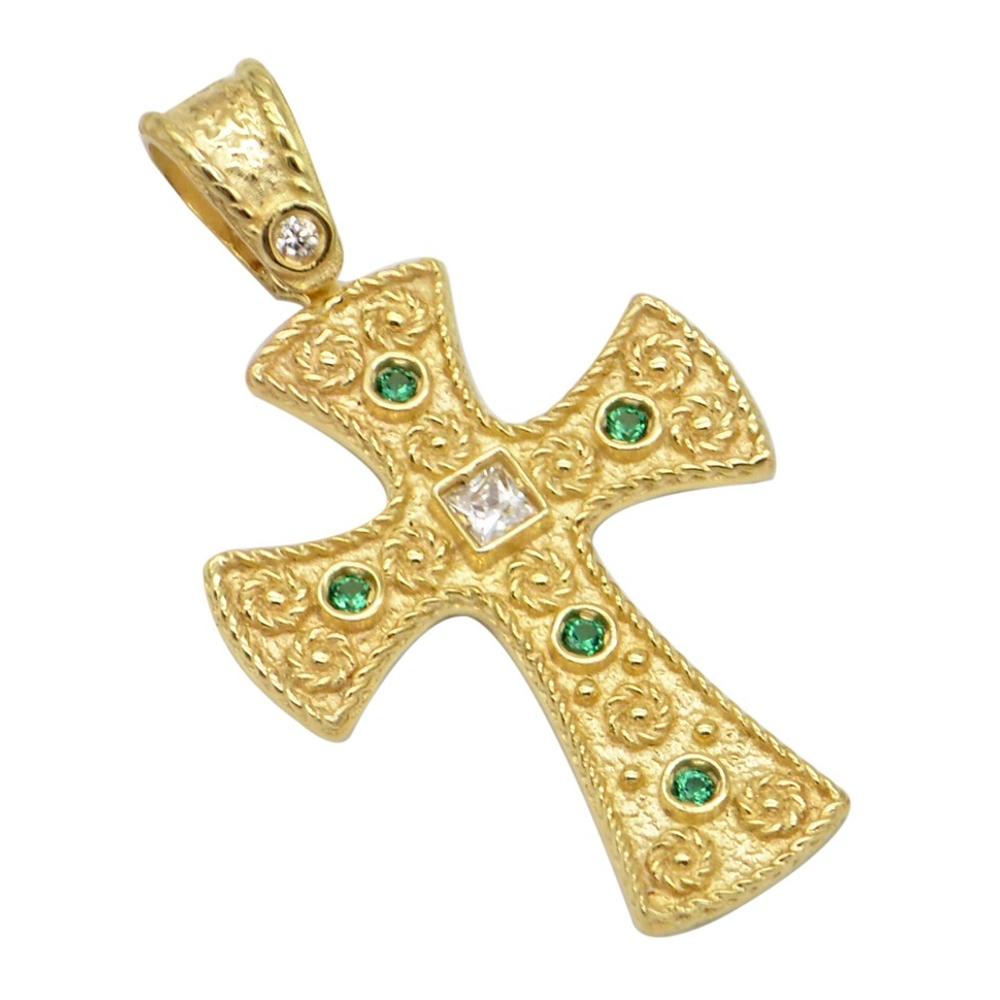 CROSS Handmade Byzantine SENZIO Collection in K14 Yellow Gold with Zircon T974Y.K14