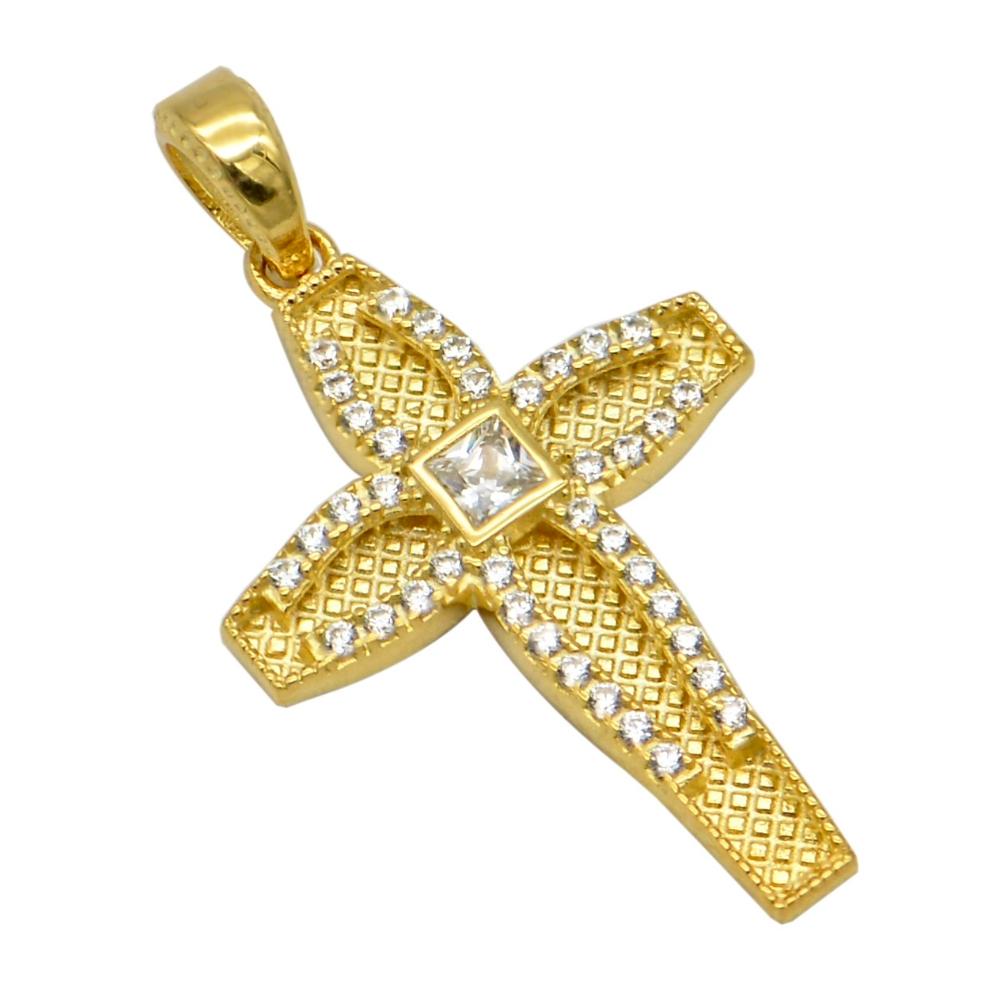 CROSS Handmade Byzantine SENZIO Collection in K14 Yellow Gold with Zircon TB001Y.K14