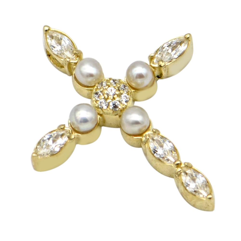 CROSS Women's SENZIO Collection K14 Yellow Gold with Zircon and Pearls TB027Y.K14