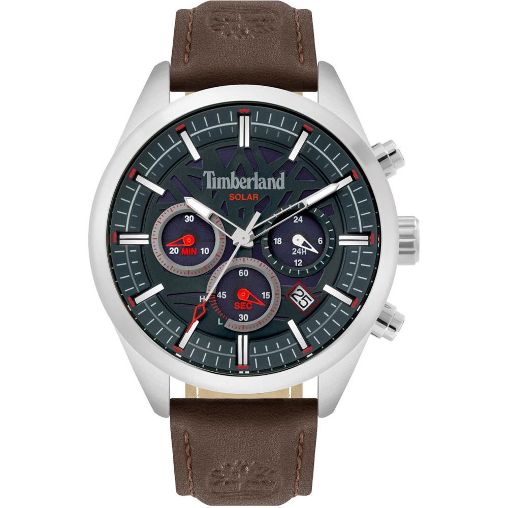 TIMBERLAND Thurlow Solar Chronograph 46mm Silver Stainless Steel Brown Leather Strap 15950JYS.03