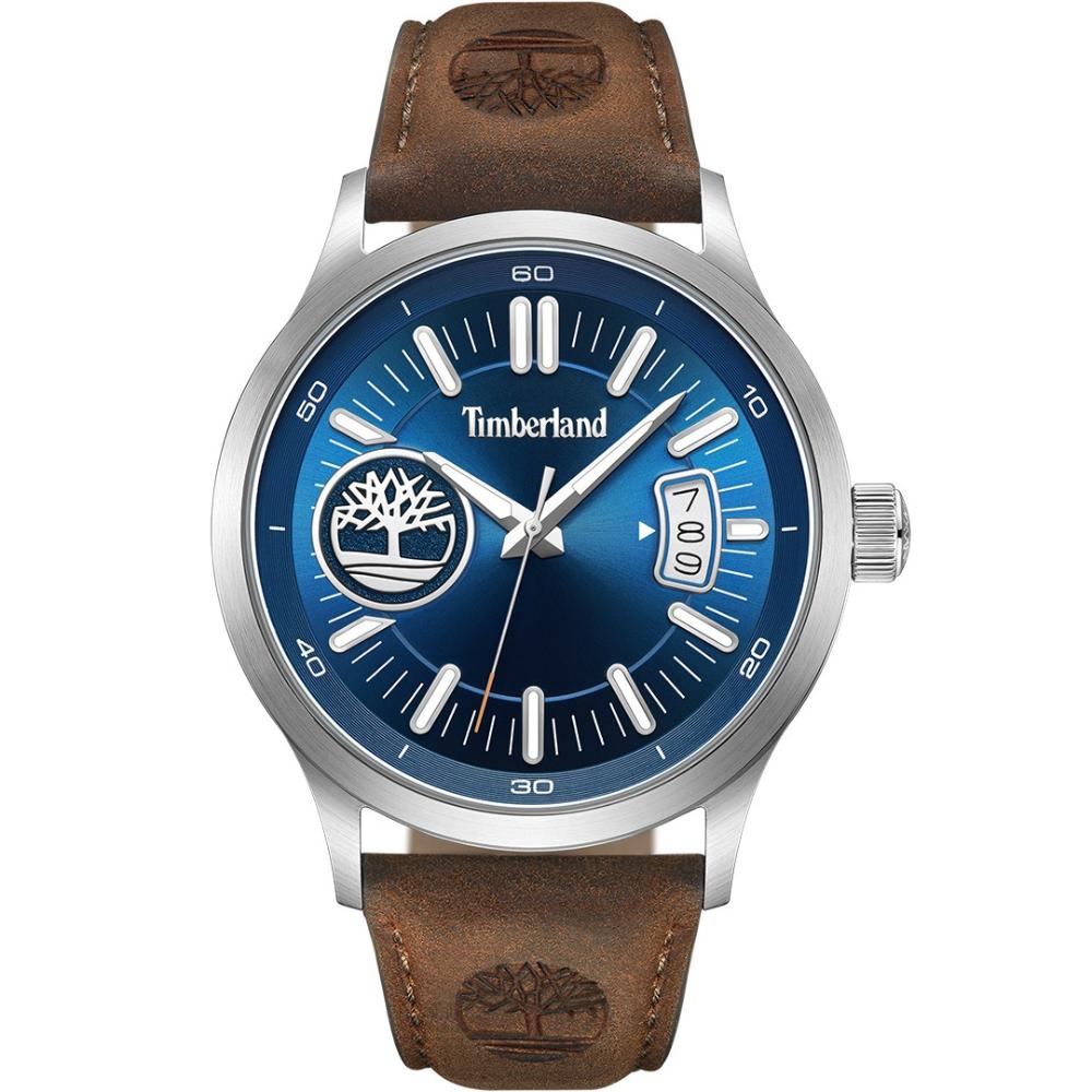 TIMBERLAND Trumbul Blue Dial 45mm Silver Stainless Steel Brown Leather Strap TDWGB0041005