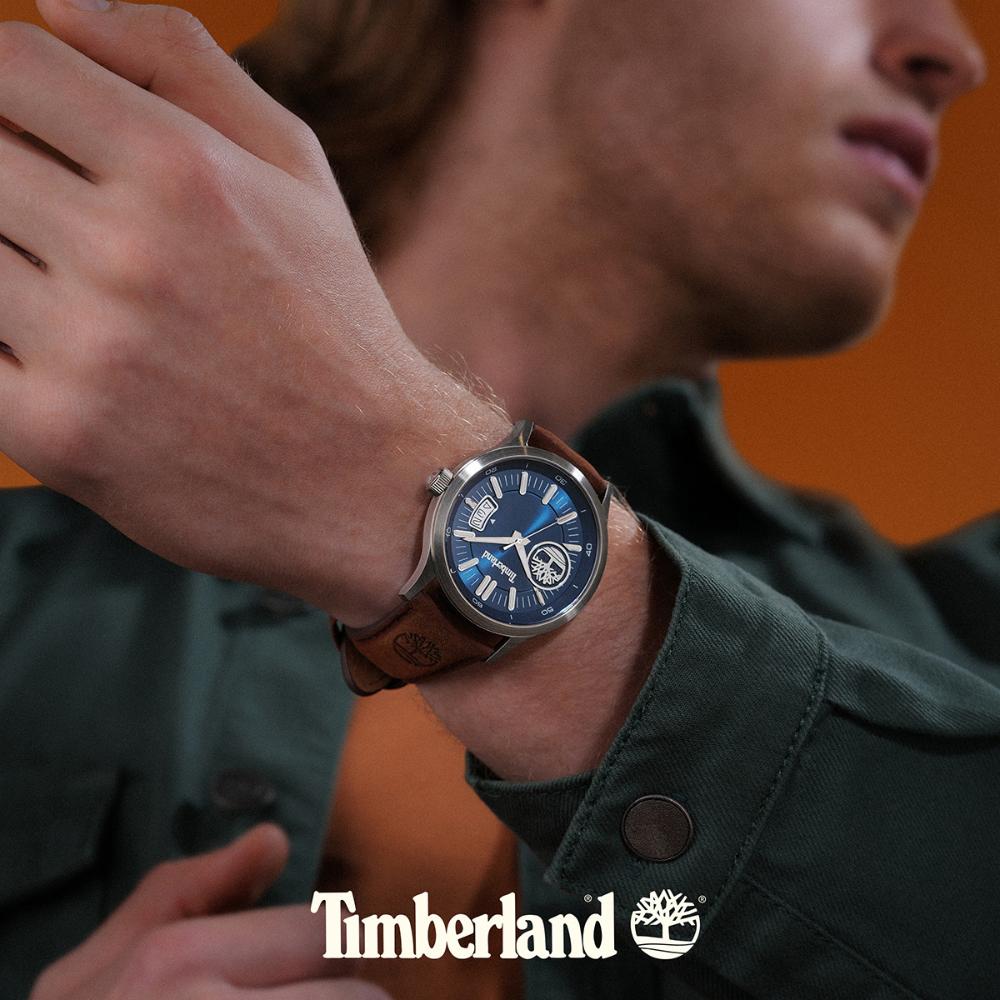 TIMBERLAND Trumbul Blue Dial 45mm Silver Stainless Steel Brown Leather Strap TDWGB0041005 - 6