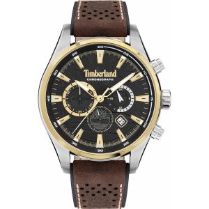 TIMBERLAND Aldridge Chronograph 46mm Silver Stainless Steel Brown Leather Strap TDWGC2102402 - 4016