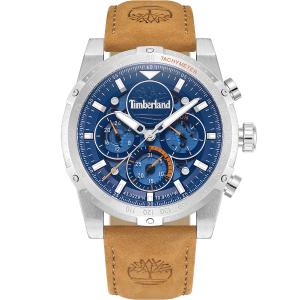 TIMBERLAND Sherbrook Multifunction Blue 45mm Silver Stainless Steel Brown Leather Strap TDWGF0009404 - 38379