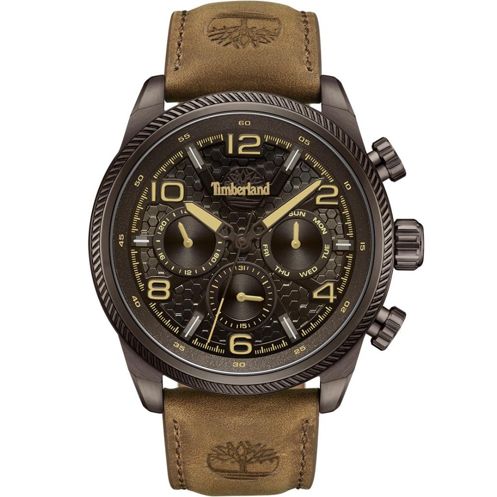 TIMBERLAND Henniker II Multifunction Brown Dial 46mm Brown Stainless Steel Brown Leather Strap TDWGF0028706