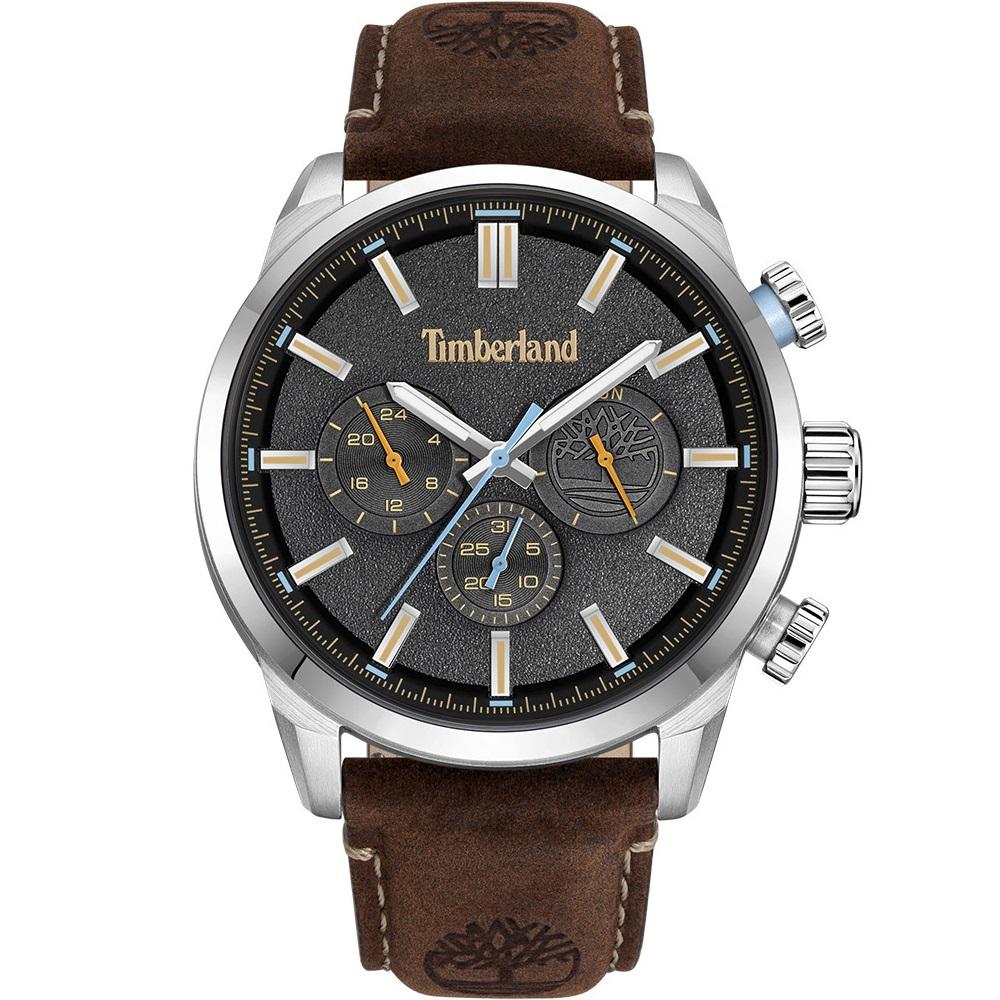 TIMBERLAND Henniker II Multifunction Grey Dial 46mm Silver Stainless Steel Brown Leather Strap TDWGF0028708