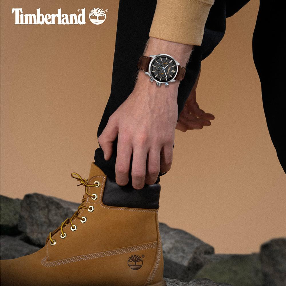 TIMBERLAND Henniker II Multifunction Grey Dial 46mm Silver Stainless Steel Brown Leather Strap TDWGF0028708