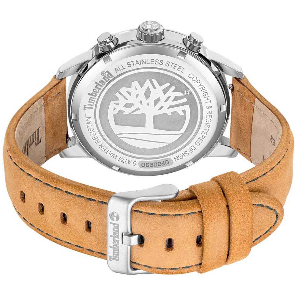 TIMBERLAND Parkman Multifunction Green 44mm Silver Stainless Steel Brown Leather Strap TDWGF0029001