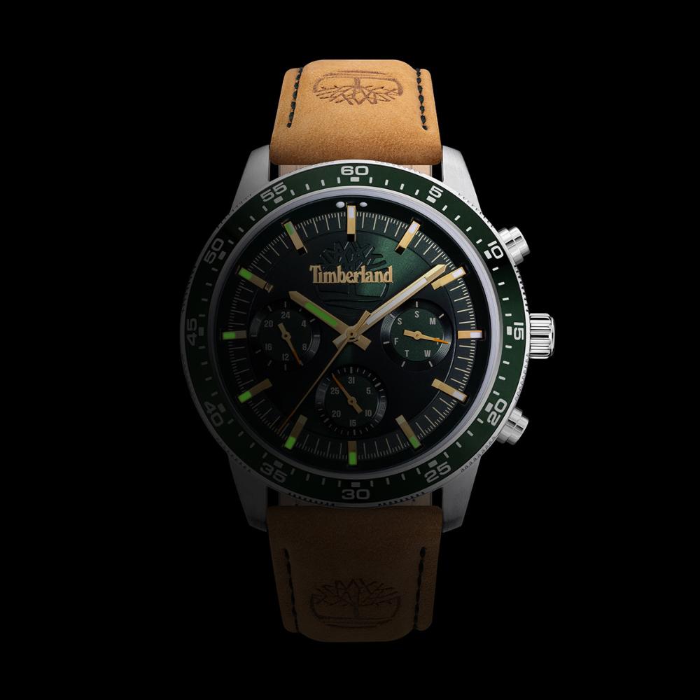 TIMBERLAND Parkman Multifunction Green 44mm Silver Stainless Steel Brown Leather Strap TDWGF0029001 - 6