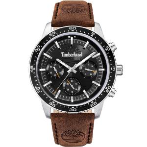 TIMBERLAND Parkman Multifunction Black 44mm Silver Stainless Steel Brown Leather Strap TDWGF0029002 - 38371