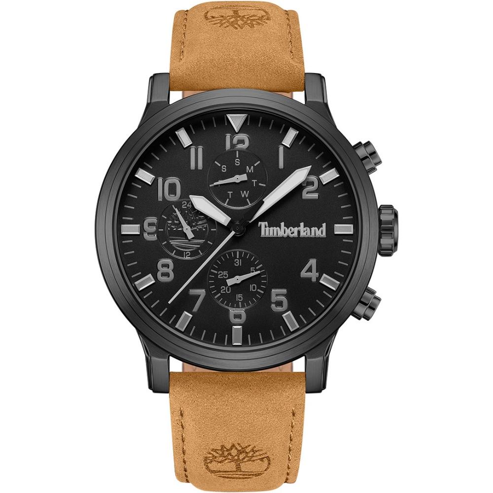 TIMBERLAND Driscoll Multifunction 46mm Black Stainless Steel Beige Leather Strap TDWGF0040701