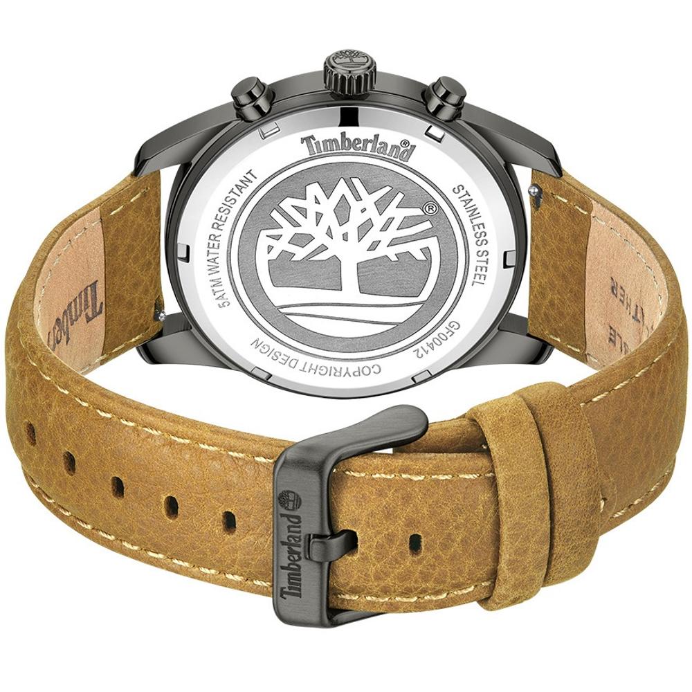 TIMBERLAND Northbridge Dual Time Black Dial 45mm Black Stainless Steel Brown Leather Strap TDWGF0041205