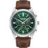 TIMBERLAND Northbridge Dual Time Green Dial 45mm Silver Stainless Steel Brown Leather Strap TDWGF0041206 - 0