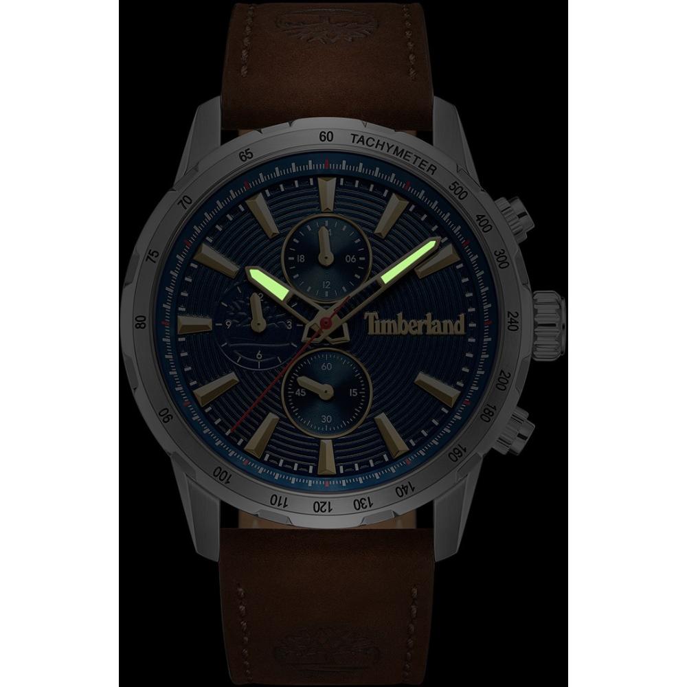 TIMBERLAND Kennebunk Dual Time 46mm Silver Stainless Steel Brown Leather Strap TDWGF0041501