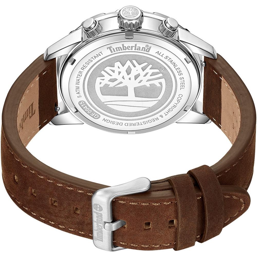 TIMBERLAND Kennebunk Dual Time 46mm Silver Stainless Steel Brown Leather Strap TDWGF0041501