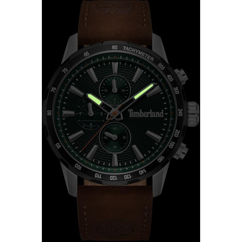 TIMBERLAND Kennebunk Dual Time 46mm Silver Stainless Steel Brown Leather Strap TDWGF0041540