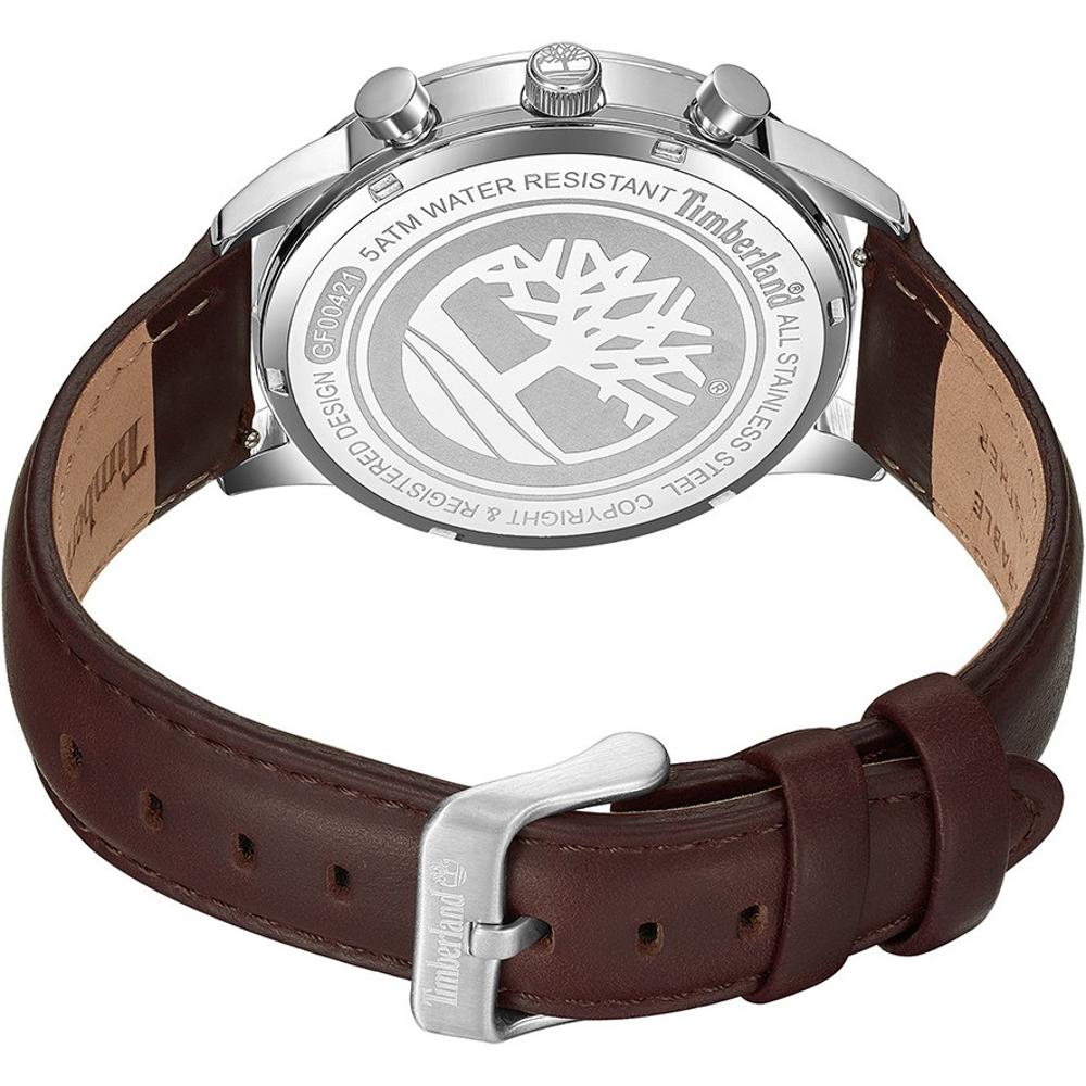 TIMBERLAND Managate Multifunction 44mm Silver Stainless Steel Brown Leather Strap TDWGF0042101