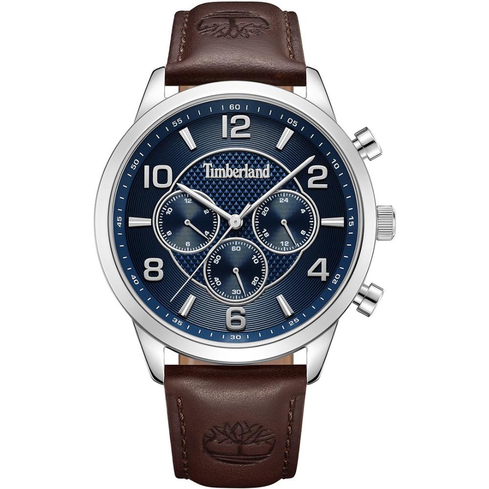 TIMBERLAND Managate Multifunction 44mm Silver Stainless Steel Brown Leather Strap TDWGF0042101