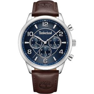 TIMBERLAND Managate Multifunction 44mm Silver Stainless Steel Brown Leather Strap TDWGF0042101 - 48974