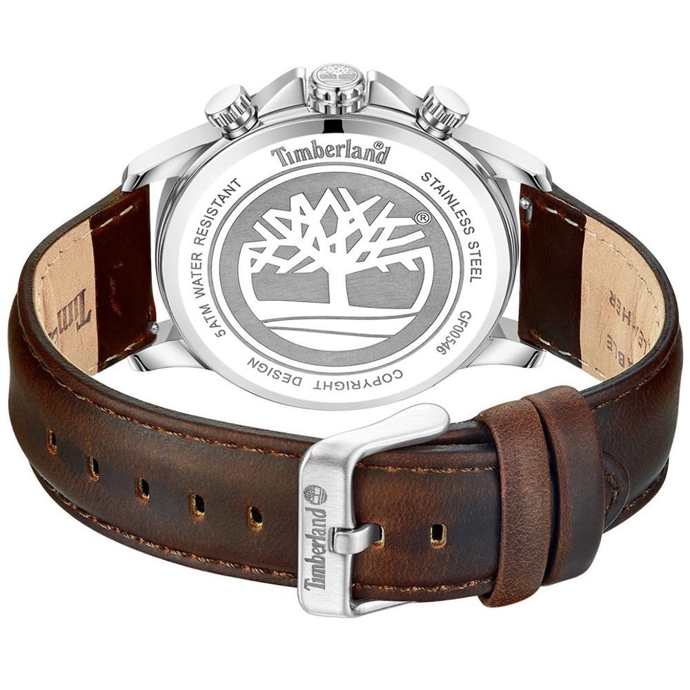 TIMBERLAND Bernardston Chronograph Brown Gold Dial 45mm Silver Stainless Steel Brown Leather Strap TDWGF0054601