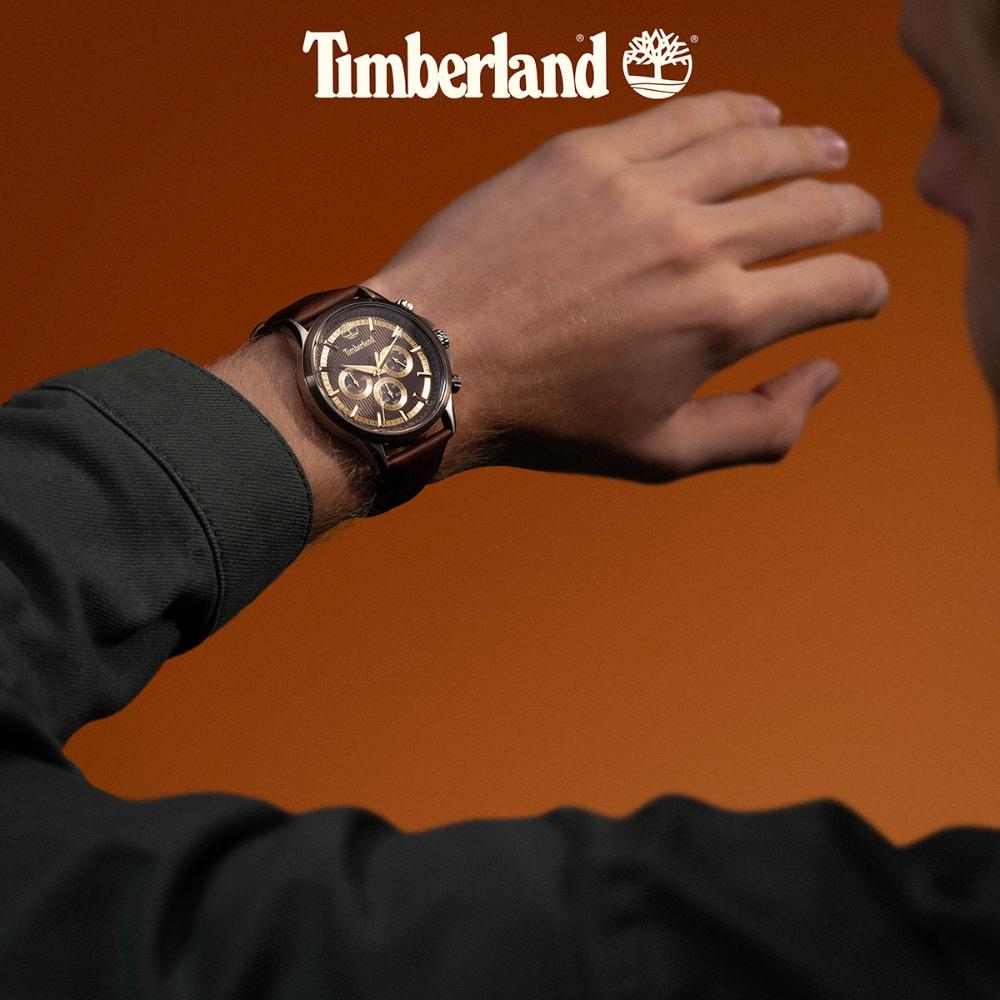 TIMBERLAND Bernardston Chronograph Brown Gold Dial 45mm Silver Stainless Steel Brown Leather Strap TDWGF0054601 - 6