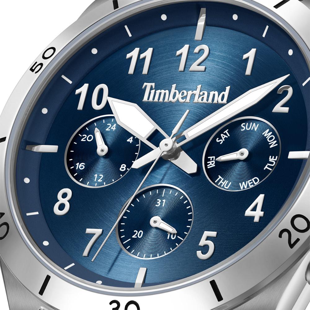 TIMBERLAND Ashmont Multifunction Blue Dial 44mm Silver Stainless Steel Brown Leather Strap TDWGF0054701