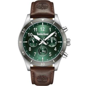 TIMBERLAND Ashmont Multifunction Green Dial 44mm Silver Stainless Steel Brown Leather Strap TDWGF0054702 - 53981