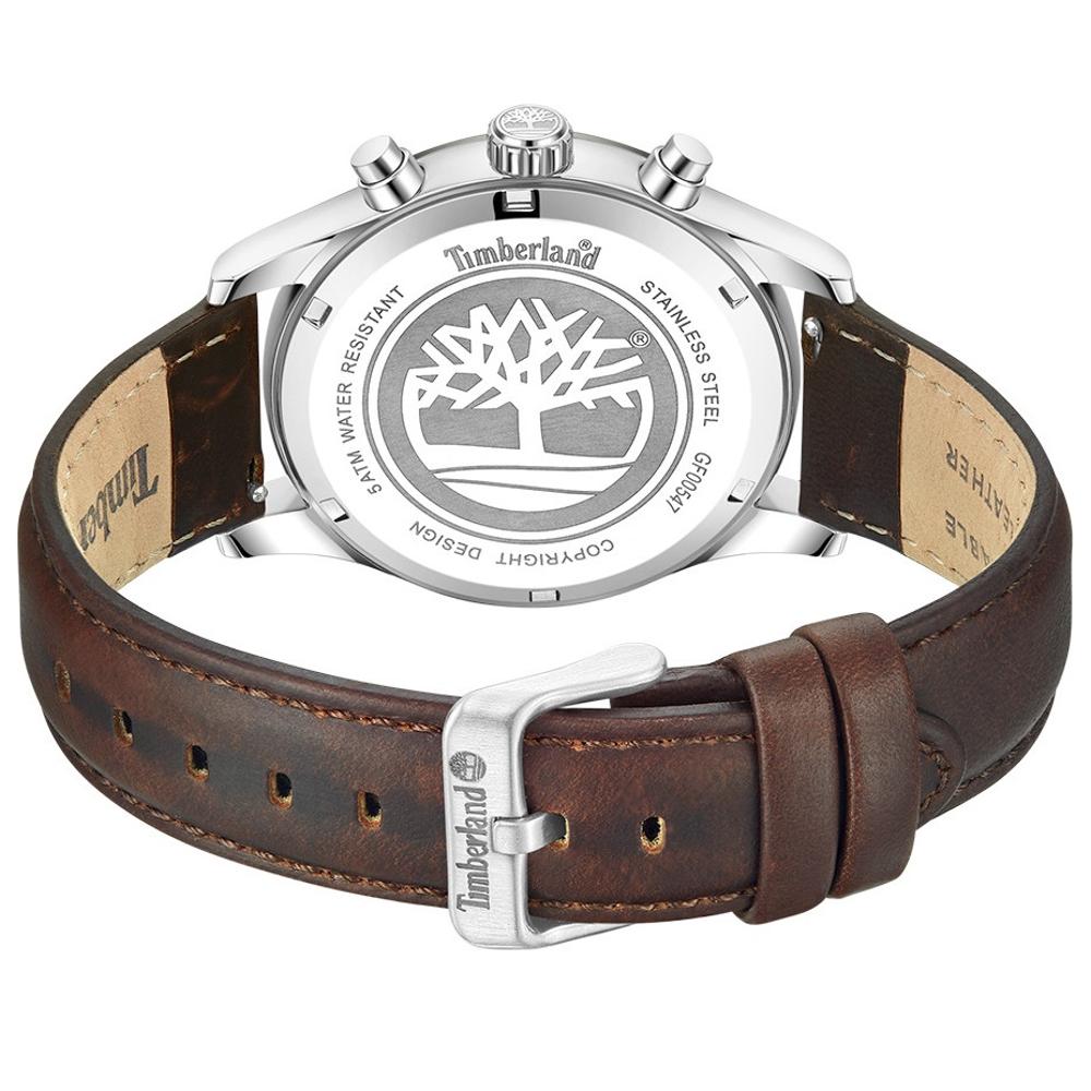 TIMBERLAND Ashmont Multifunction Green Dial 44mm Silver Stainless Steel Brown Leather Strap TDWGF0054702