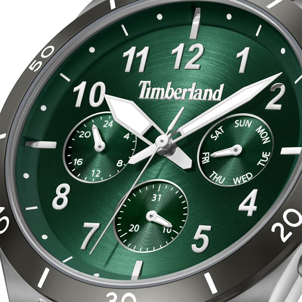 TIMBERLAND Ashmont Multifunction Green Dial 44mm Silver Stainless Steel Brown Leather Strap TDWGF0054702