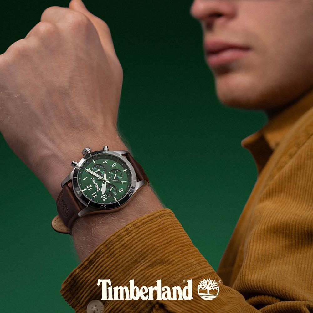 TIMBERLAND Ashmont Multifunction Green Dial 44mm Silver Stainless Steel Brown Leather Strap TDWGF0054702 - 6