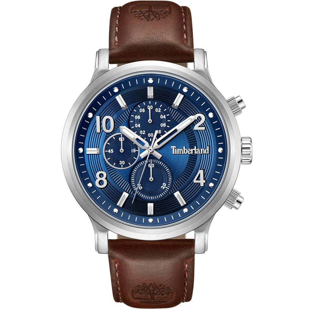 TIMBERLAND Driscoll Chronograph Blue Dial 46mm Silver Stainless Steel Brown Leather Strap TDWGF0055702