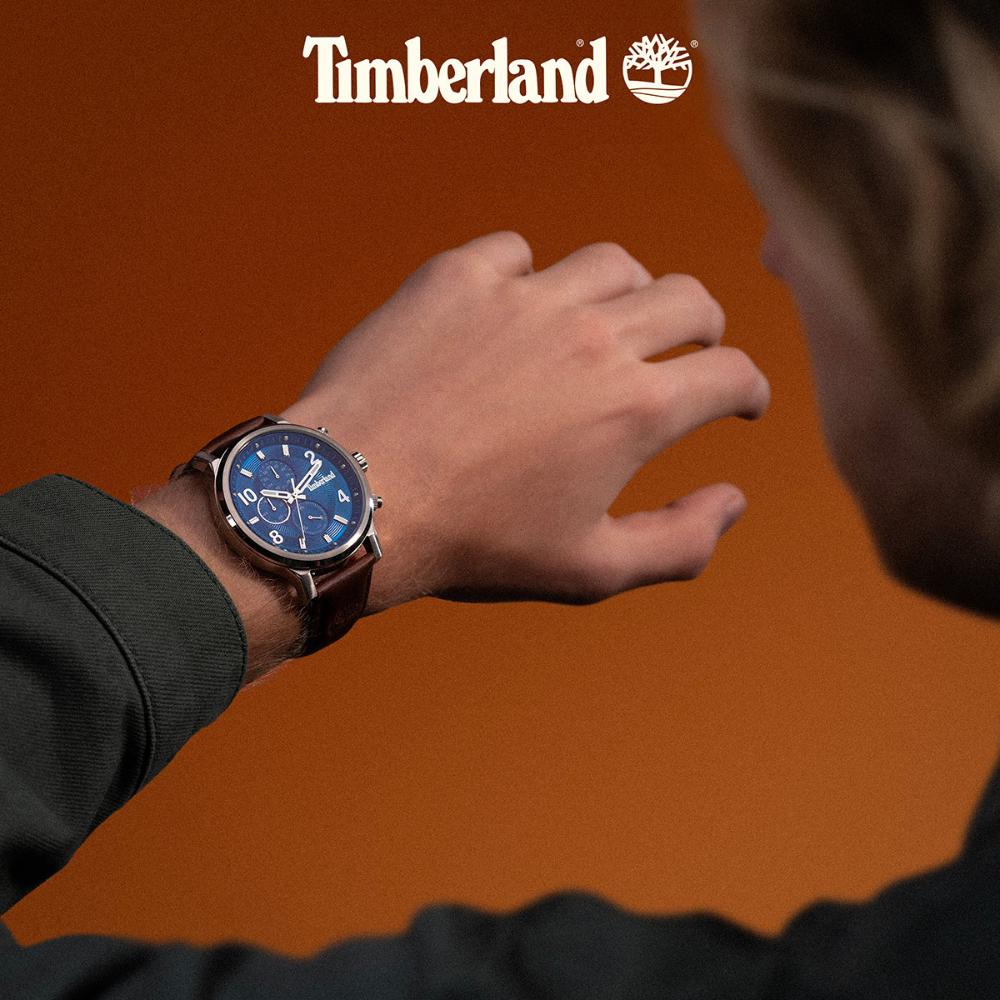 TIMBERLAND Driscoll Chronograph Blue Dial 46mm Silver Stainless Steel Brown Leather Strap TDWGF0055702 - 6