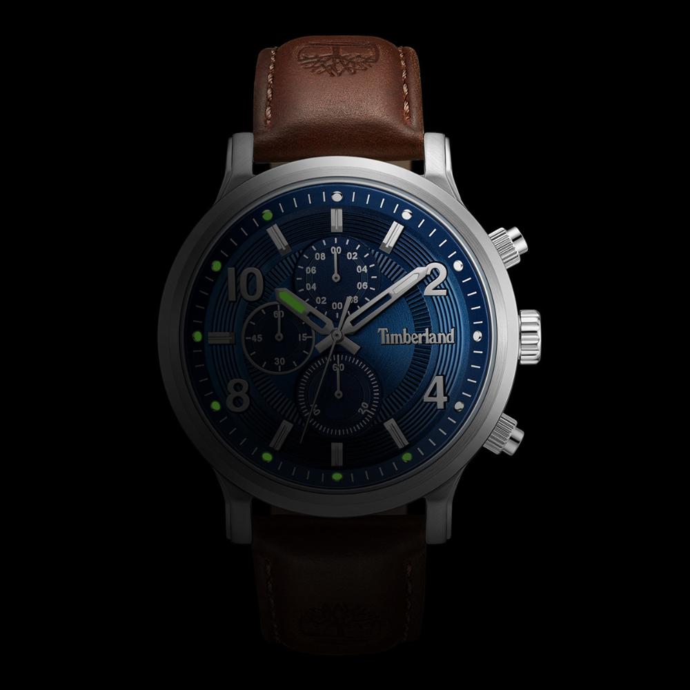 TIMBERLAND Driscoll Chronograph Blue Dial 46mm Silver Stainless Steel Brown Leather Strap TDWGF0055702