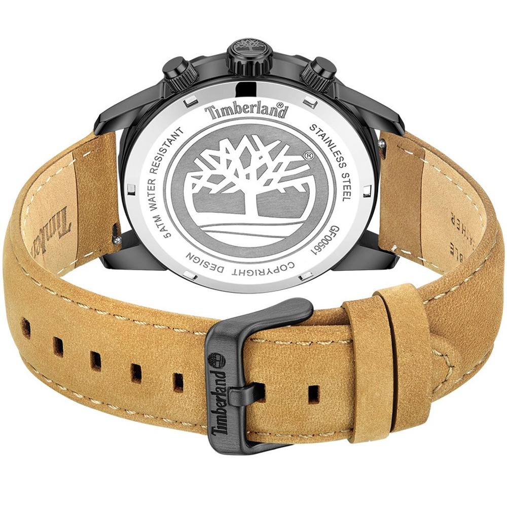 TIMBERLAND Hampton Multifunction Black Dial 46mm Black Stainless Steel Brown Leather Strap TDWGF0056101