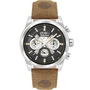 TIMBERLAND Hadlock Multifunction 46mm Silver Stainless Steel Brown Leather Strap TDWGF2200704 - 30918
