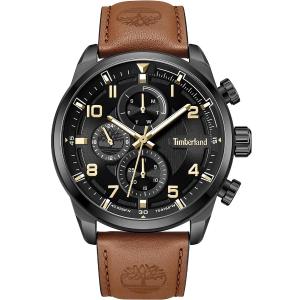 TIMBERLAND Henniker II Multifunction 46mm Black Stainless Steel Brown Leather Strap TDWGF2201102 - 24942