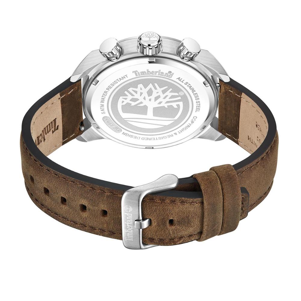 TIMBERLAND Henniker II Multifunction Blue Dial 46mm Silver Stainless Steel Brown Leather Strap TDWGF2201106