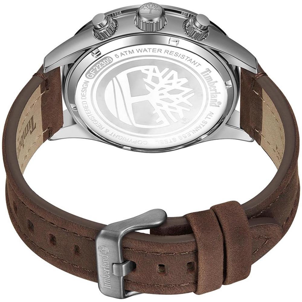 TIMBERLAND Ashmont Dual-Time Multifunction Blue Dial 46mm Grey Stainless Steel Brown Leather Strap TDWGF2230903