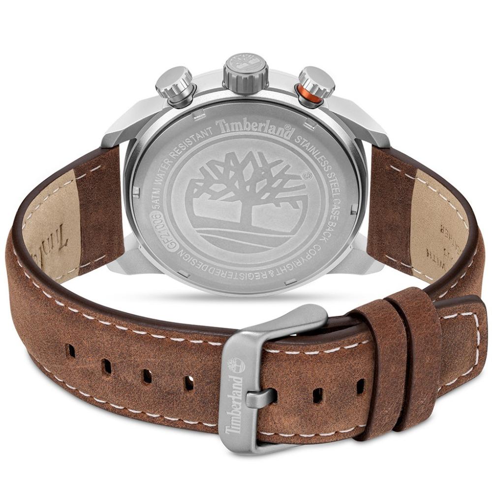 TIMBERLAND Henniker III Multifunction Blue Dial 46mm Silver Stainless Steel Brown Leather Strap TDWGH2100606