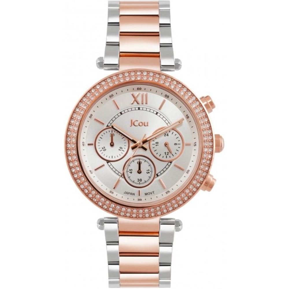 JCOU Lady D Chronograph 40mm Two-Tone Silver &Rose Gold Stainless Steel Bracelet JU16017-6