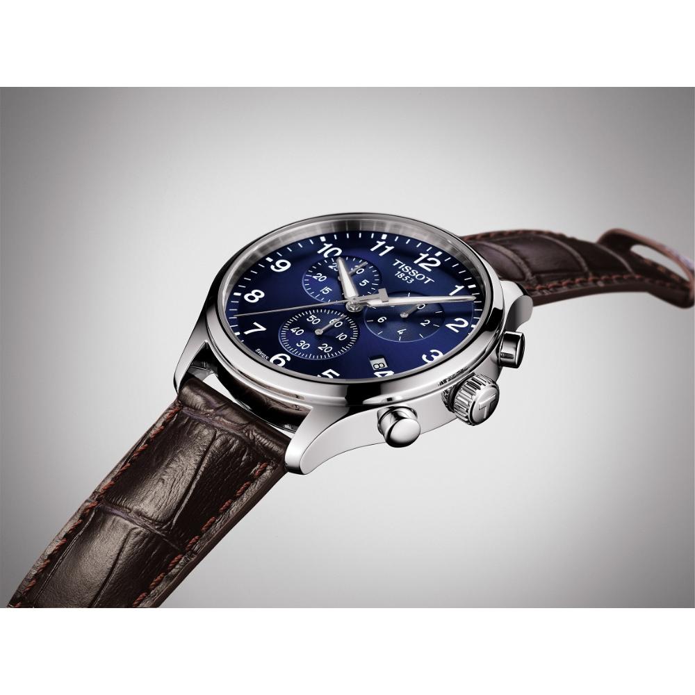 TISSOT XL Classic Chronograph Blue Dial 45mm Silver Stainless Steel Brown Leather Strap T116.617.16.047.00