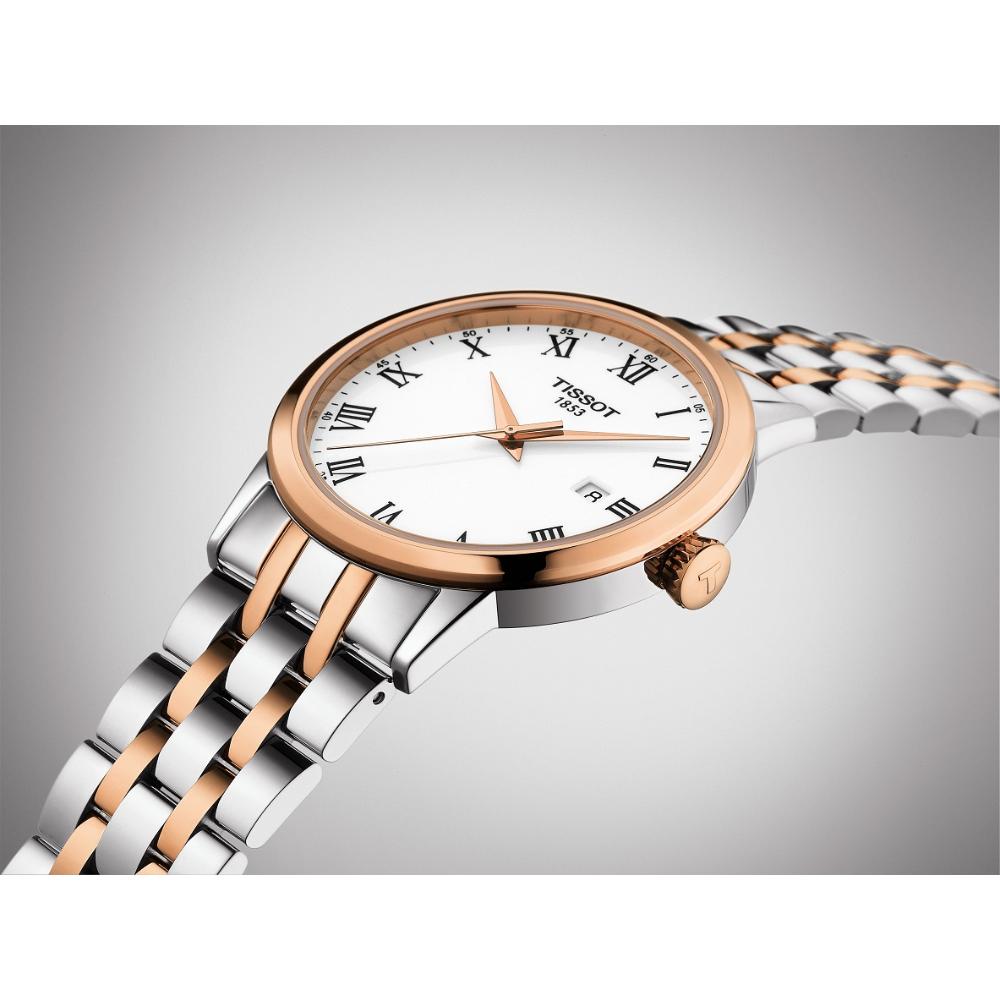 TISSOT Classic Dream Three Hands 42mm Two Tone Rose Gold & Silver Stainless Steel Bracelet T129.410.22.013.00
