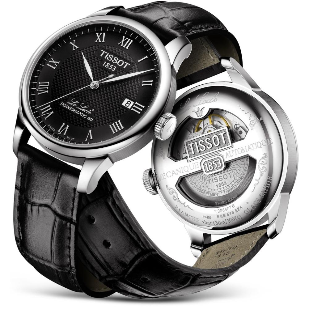 TISSOT Le Locle Powermatic 80 Black Dial 39.3mm Silver Stainless Steel Black Leather Strap T006.407.16.053.00